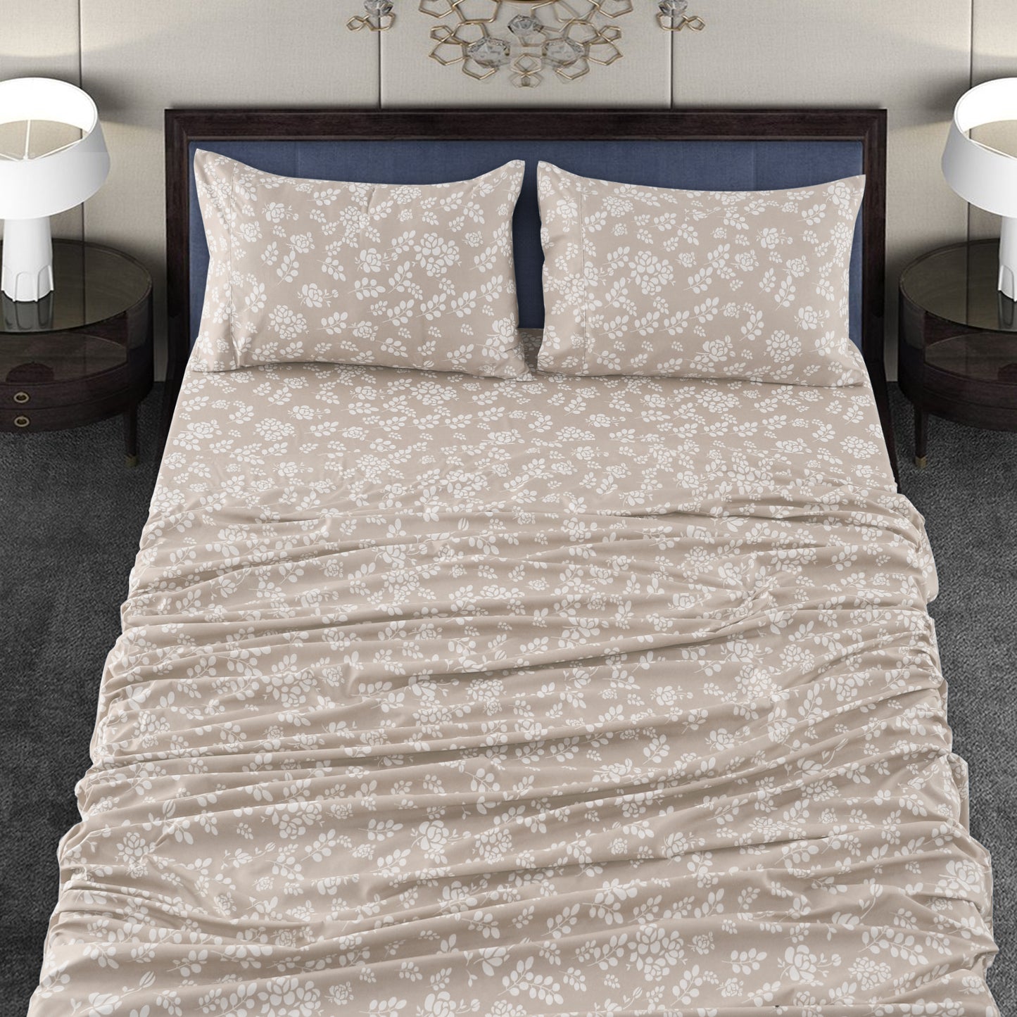 4-Piece Floral Design Bed Sheet Set