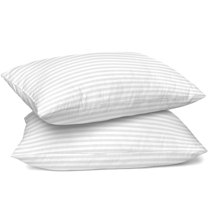 2-Pack Cotton Stripe Plush Bed Pillows | Lux Decor Collection
