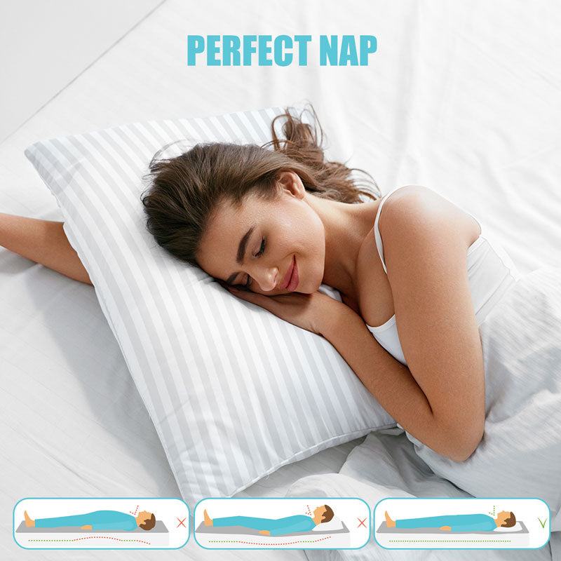 2-Pack Cotton Stripe Plush Bed Pillows | Lux Decor Collection