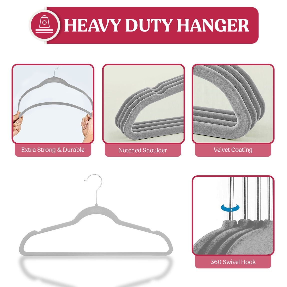 Buy 360 Degree Rotatable Hook Non Slip Velvet Clothing Heavy Duty