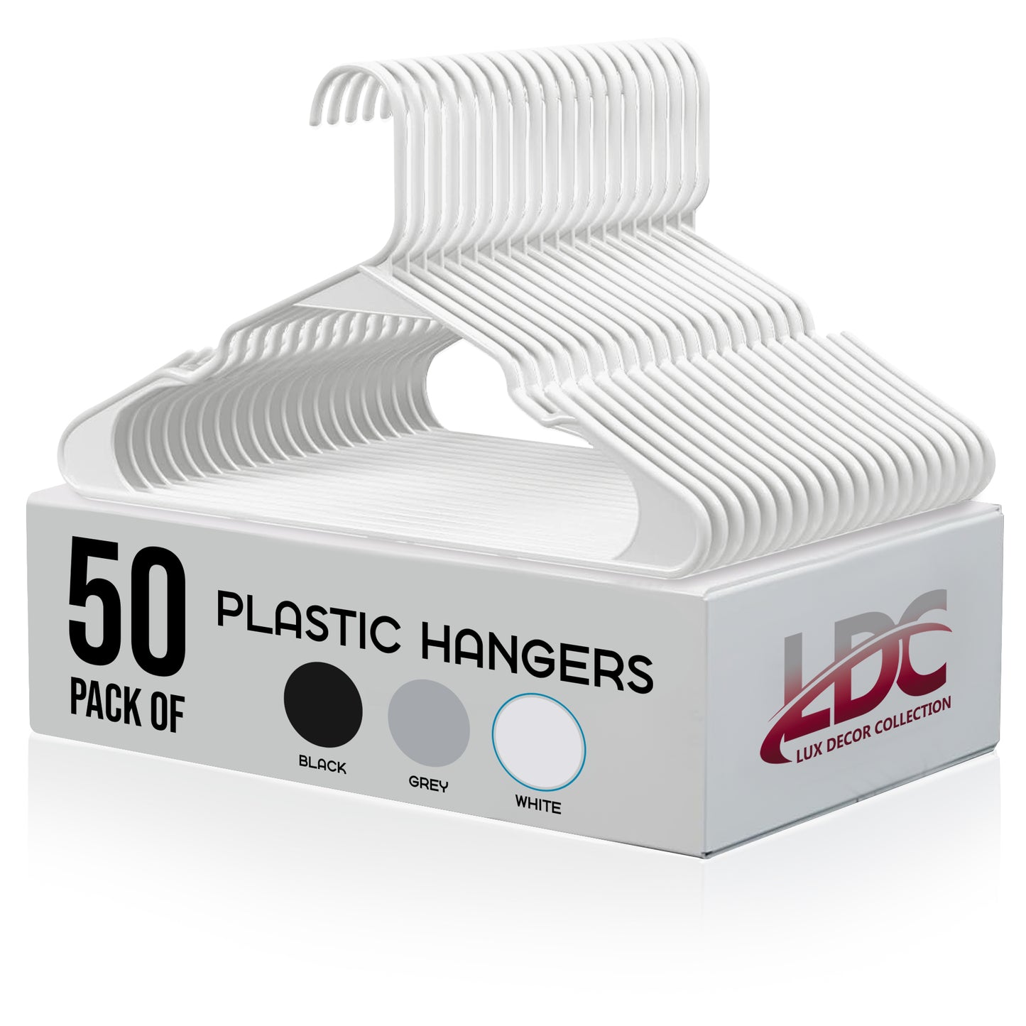 Plastic Hangers Pack of 50, Non-Slip Coat and Shirt Hangers