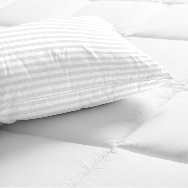 2-Pack Cotton Stripe Plush Bed Pillows | Lux Decor Collection