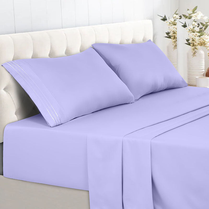 Lux Decor Collection 1800 Thread Count Microfiber Bed Sheet Set, Queen  Sheets, 6 Pc Deep Pocket Bed Sheets - Purple 